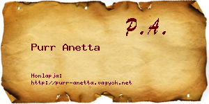 Purr Anetta névjegykártya